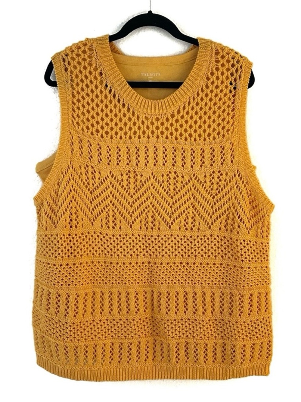 Talbots Orange Open-Knit Sleeveless Sweater